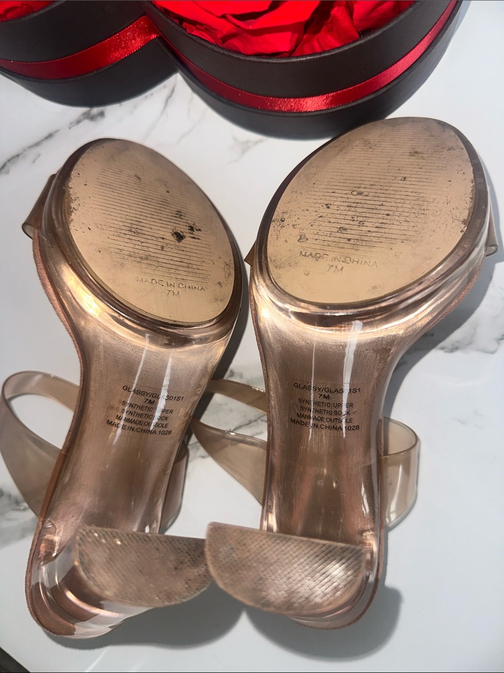 Steve Madden Nude Clear Strap Block Heel Sandal - Picture 8 of 8